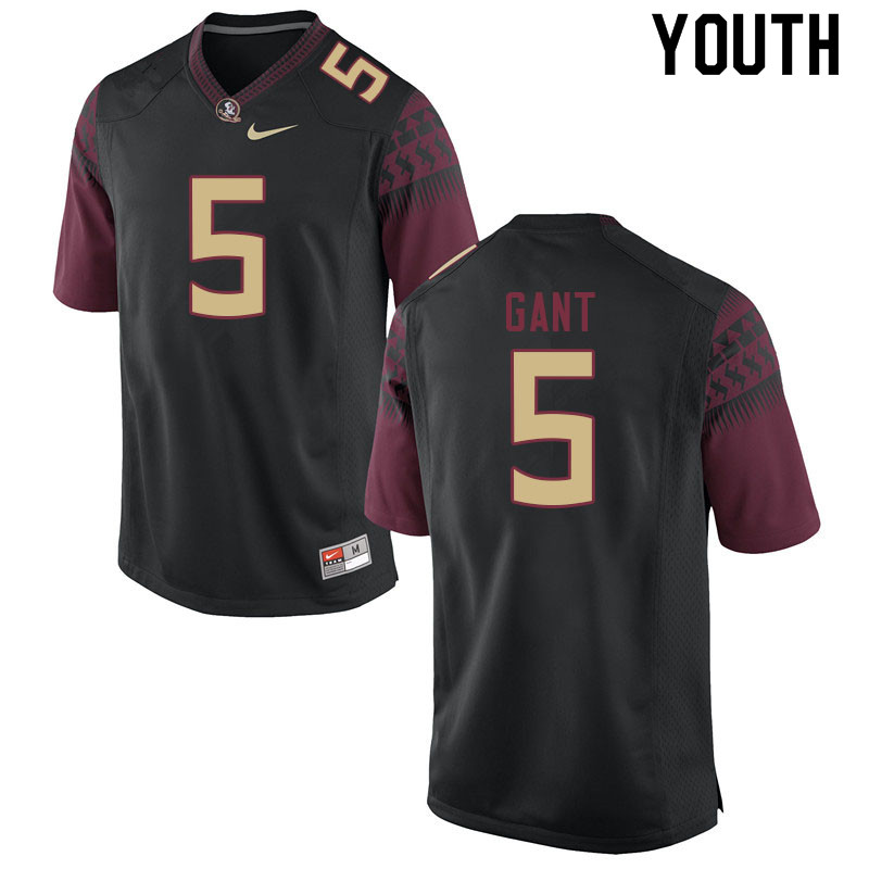 Youth #5 Brendan Gant Florida State Seminoles College Football Jerseys Sale-Black - Click Image to Close